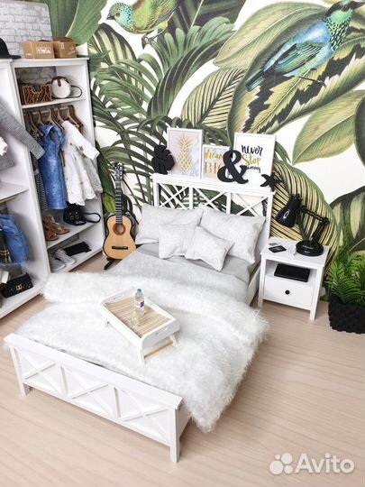 Кровать для кукол барби, кукольная мебель