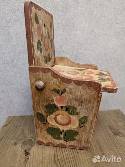 Старинная деревянная расписная солонка СССР винтаж
