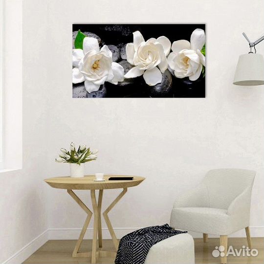 Картина на холсте 'Белые цветы' 50х100 см
