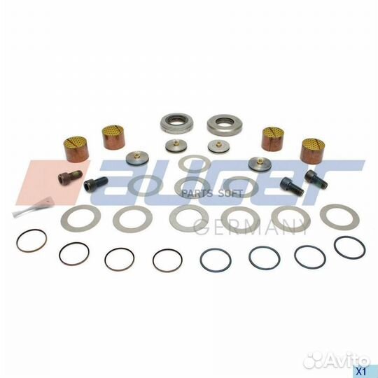 Auger 88250 р/к шкворня на ось (без пальцев) 4втулки, 2сальн., 4крышки, 8колец, 10шайб\ volvo