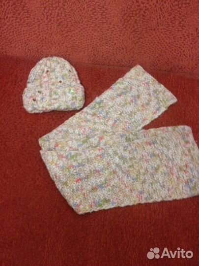 Комплект шапка с шарфом для девочки
