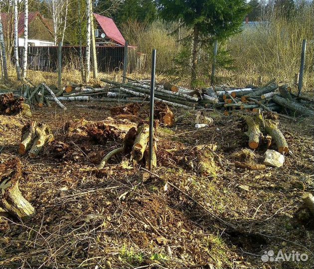 Выравнивание участка, спил деревьев, корчевание