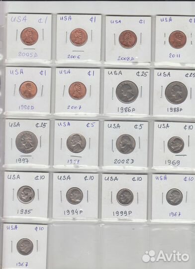 Набор 22 монеты США