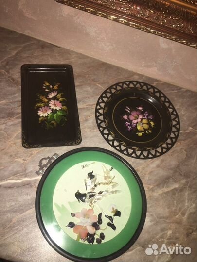 Настенная тарелка-поднос Жостово,ссср