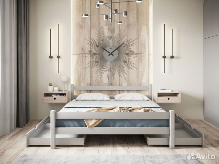 Двуспальная кровать деревянная