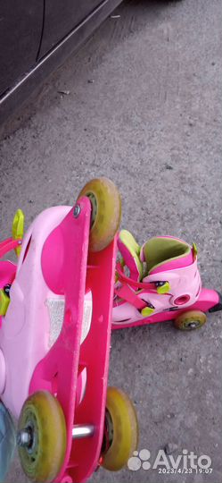 Раздвижные роликовые коньки треколесные