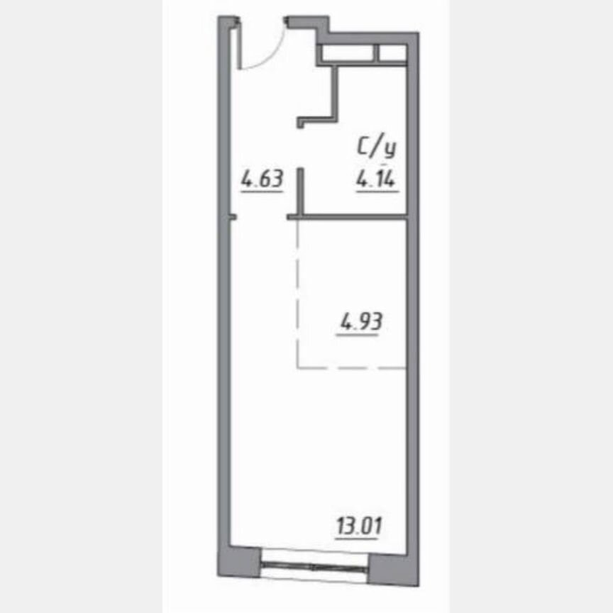 Квартира-студия, 25,1 м², 4/4 эт.