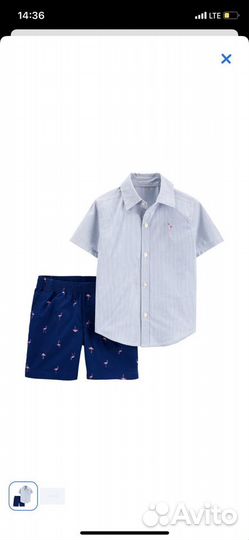 Рубашка и шорты брюки Carters комплект