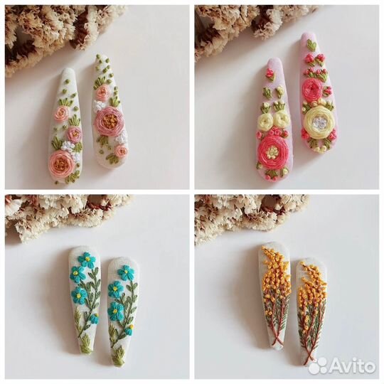 Заколка с вышивкой