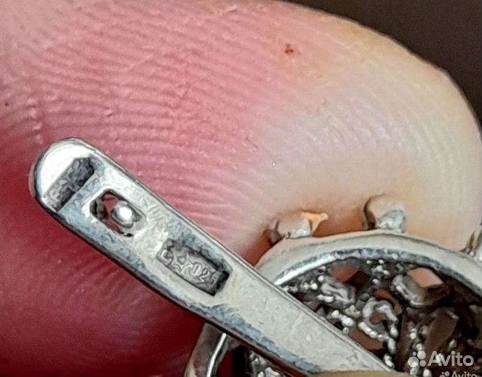 Серьги серебро нефрит винтаж СССР