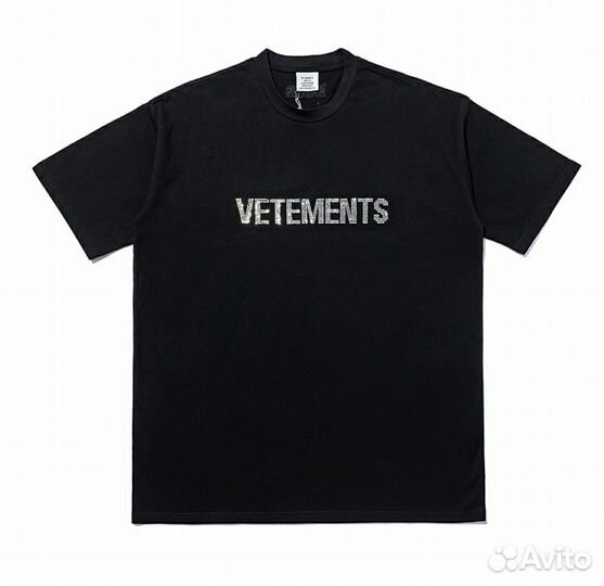 Футболка Vetements Черная со стразами