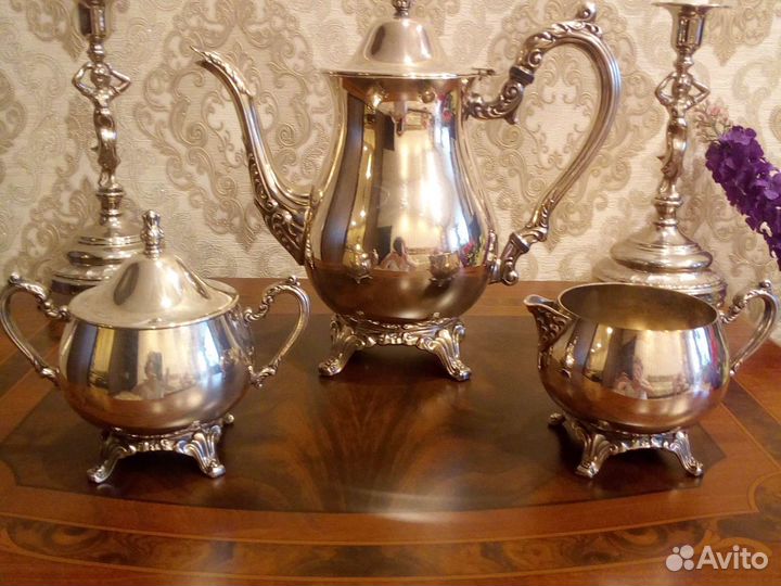 Сервиз чайно- кофейный, серебрение по меди
