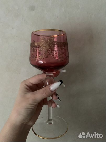 Фужеры богемия красное стекло