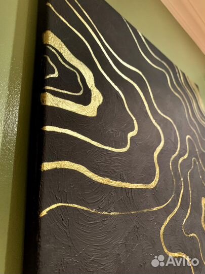 Интерьерная картина черная с золотом