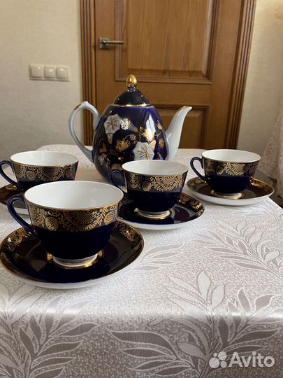 Чайные пары лфз и чайник/ кобальт