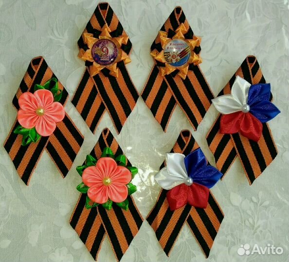 Броши на 9 мая - георгиевская лента