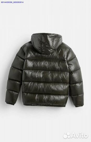 Пуховик Zara x Moncler глянцевый Хаки (Арт.88818)