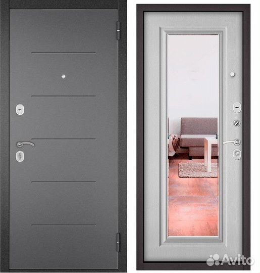 Дверь входная металлическая с зеркалом