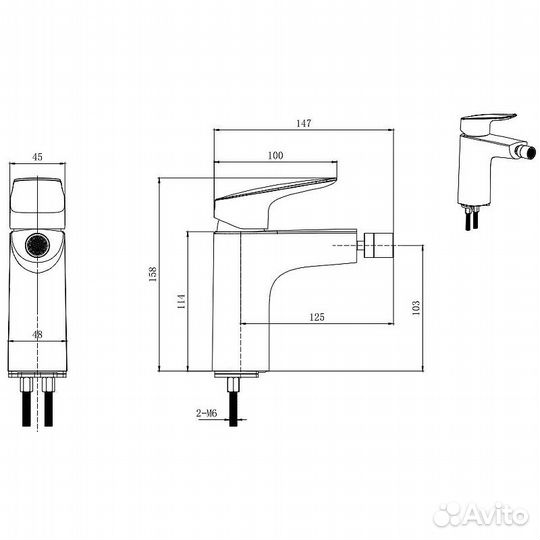 Смеситель для биде Aquatek Вега AQ1018CR хром