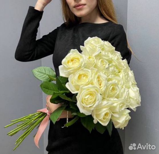 Букет из белых роз. 25 роз. 51 роза. 101 роза