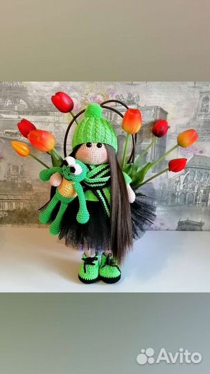 Вязаная, интерьерная кукла ручной работы tilda