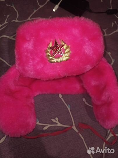 Шапка ушанка розовая