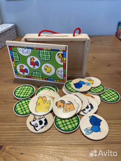 Деревянная игра мемо с животными