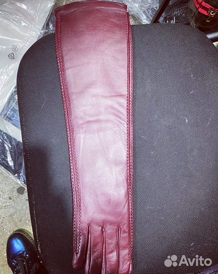 Перчатки длинные кожаные