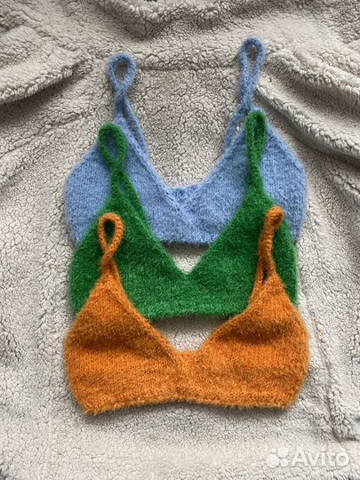 Вязаный топ, мягкий топ на бретельках