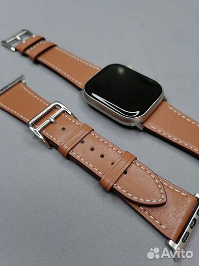 Кожаный ремешок для Apple watch 42/44/45/49 Ultra