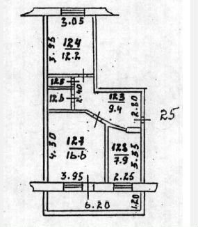 2-к. квартира, 49,3 м², 3/3 эт.
