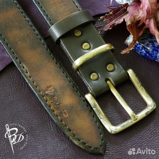 Модный, эксклюзивный ремень из буйвола. Handmade