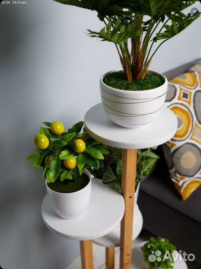 Подставка для цветов растений напольная бамбук