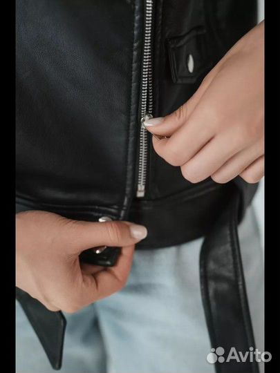 Кожаная куртка косуха оверсайз