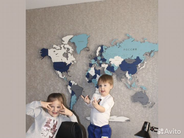 Деревянная карта мира на стену