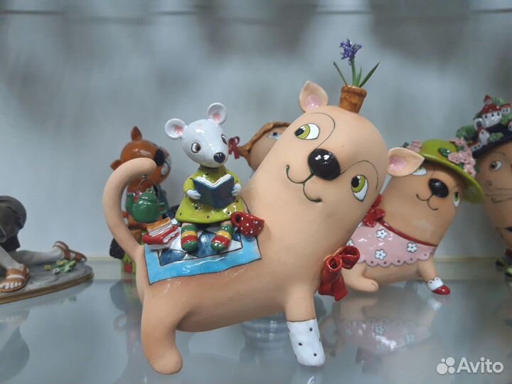 Керамическая статуэтка Кот с мышью. 2021