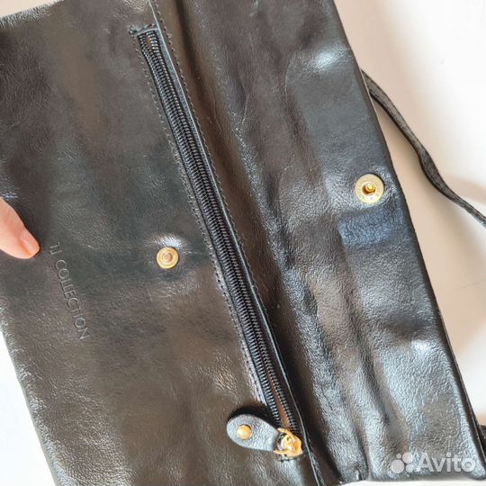 Клатч чёрный натуральная кожа TJ collection