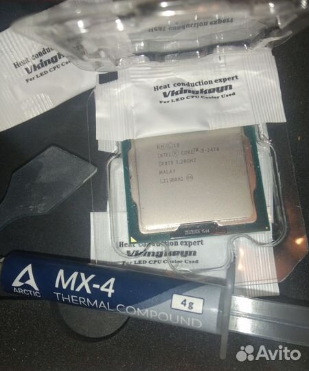 Процессор intel core i5-3470, термопаста и лопатка