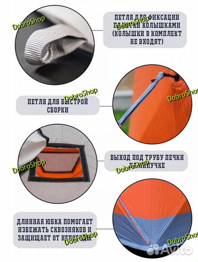 Палатка зимняя ст-3024А, утепленная 240х240х220 вы