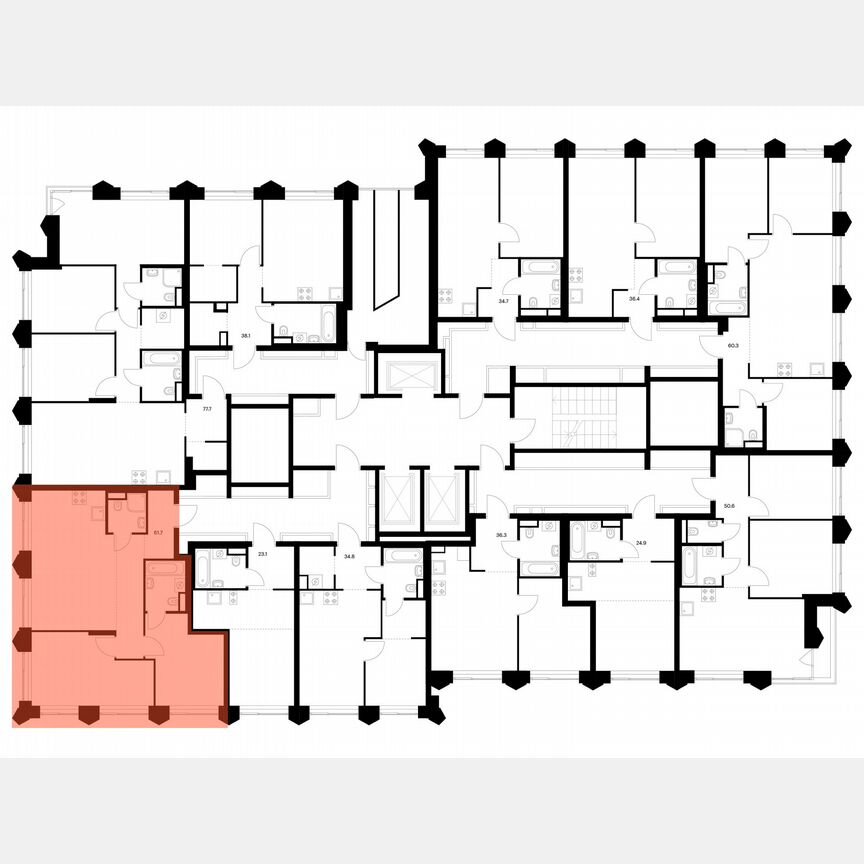 2-к. квартира, 61,7 м², 19/25 эт.