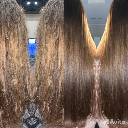 Кератиновое выпрямление и наращивание волос