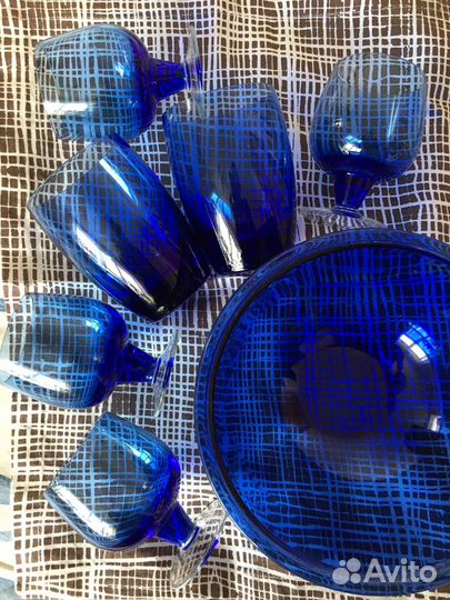 Посуда синее стекло