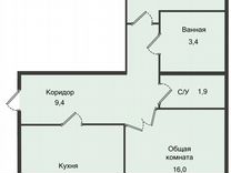 2-к. квартира, 58,4 м², 4/5 эт.