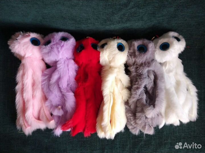 Брелок осьминог плюшевый