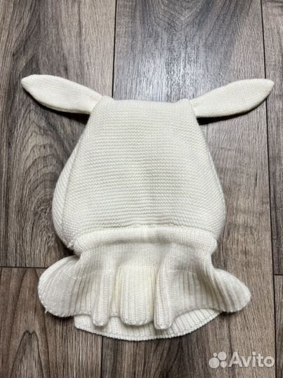 Зимняя шапка Журавлик с ушками зайчика 44-46