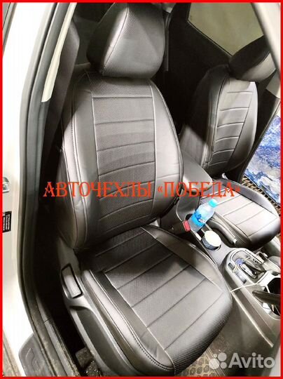 Чехлы Kia Seltos из экокожи чёрные Классика