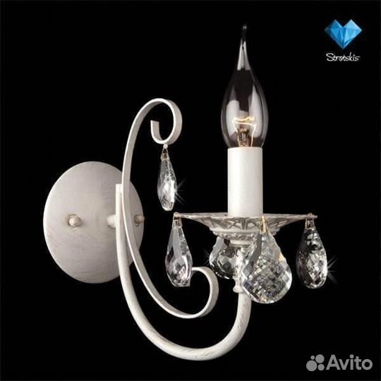 Бра настенный металлический с хрусталем