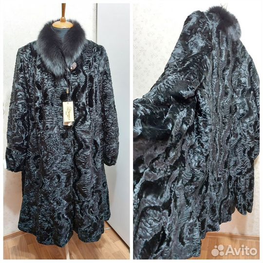 Шуба под Каракульчу, 60-62, 168см в груди, Новая