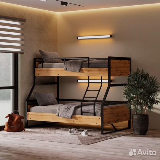 Кровать двухъярусная лофт Волстрит 120х90 toploft