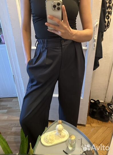 Брюки палаццо серые